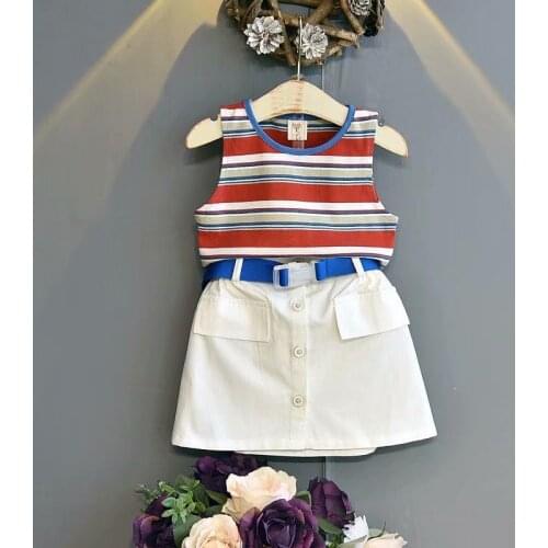 Girls Summer Casual Clothing Sets Newborn T-shirt + Short skirt Tracksuits for Bebe Girl stripe suit 34 5 6 year Costume