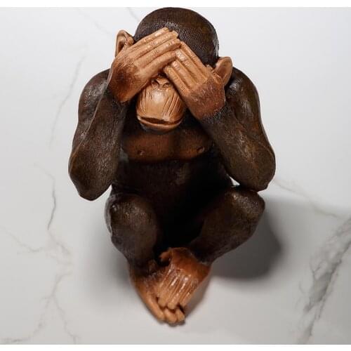 MGT Animals Orangutan Decoration Retro Three Wise Monkeys Statue Gorilla Arts Sculpture Resin Crafts Nordic Home Decoration
