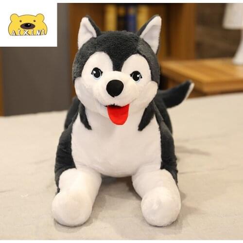 Cute Husky Plush Toy Pillow Stuffed Siberian Wolf Long Soft Toys Lifelike Real Dog Doll Toys Birthday Gift for Kids Kawaii Plush