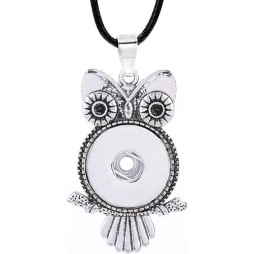 Fashion Interchangeable Owl Crystal Ginger Necklace 038 Fit 18mm Snap Button Pendant Necklace Charm Jewelry For Women Gift
