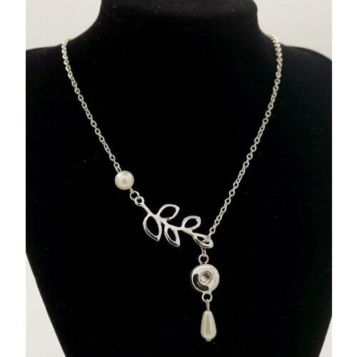 Fashion Trendy Leave Slide snap necklace 50cm fit 12MM snap buttons jewelry wholesale DJ0029