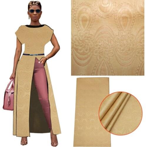New YELLOW African Original Fabric Bazin Riche Getsner Quality 100 Cotton Jacquard Brocade Ankara Textile Fabric for Dres