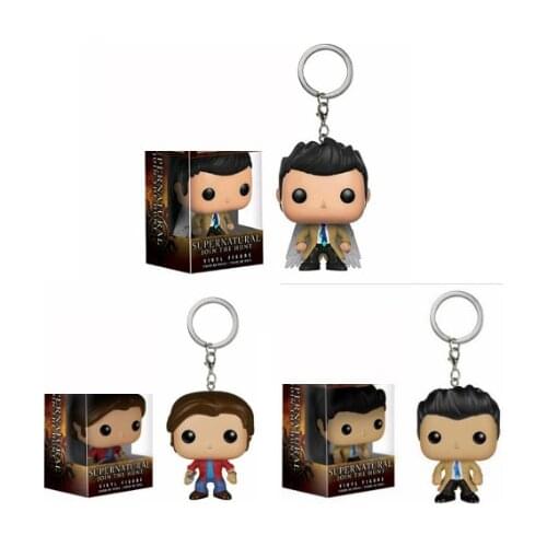 New Keychain Supernatural Keychain Castiel With Wing Sam Toy Vinyl Figure Collection Pocket Pop Key Chain Toys
