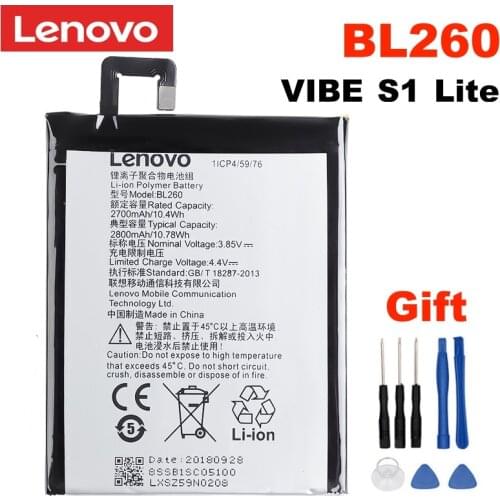 Original BL260 Replacement Battery For Lenovo Vibe S1 Lite Li-ion Polymer Rechargeable Batteries 2700mAh + Free ToolS