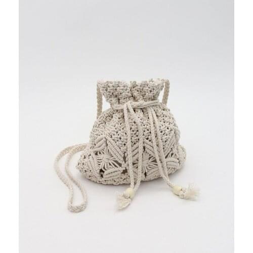 Retro Crochet Beach Handbag for Girls,Summer Hollow Out Hand Woven Totes Bag,Women Hollow Knitting Handbag