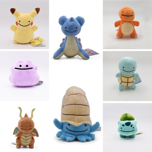 Anime Pokemon Ditto Series Elf Plush Toy Dolls Creative Small Eyes Squirtle Bulbasaur Dragonite Lapras Charmander Stuffed Toys