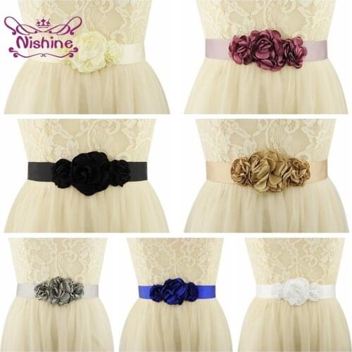 Nishine Solid Color Roast Floral Maternity Belt Artificial Flowers Women Sash Adjustable Waistband Bridesmaids Dress Decoration
