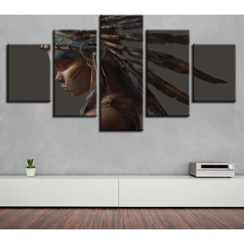 Primitive tribal girl decoration Canvas HD Prints Posters Home Decor Wall Art Pictures 5 Pieces KIT Paintings No Frame