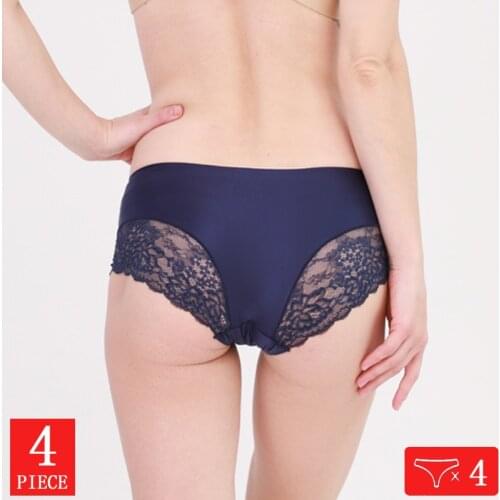 QUCO Brand 6 Pcs/lot Sexy Lace Panties For Women Seamless Underwear Womens Briefs Nylon Silk Ladies Lingerie Transparent Thongs