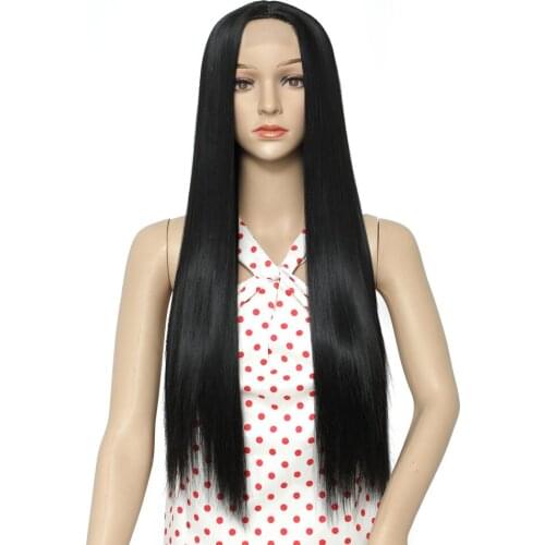 Selina Synthetic Wig Brown Blonde Highlight Ombre Burgundy Straight Middle Part Wig for Women Heat Resistant Fiber Daily Use