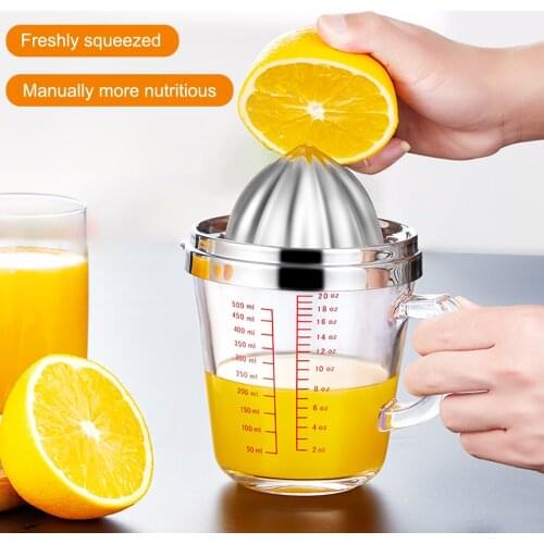 20oz Manual Juicer Stainless Steel Graduated Citrus With Non-slip Cover For BBQ Party Picnic Camping