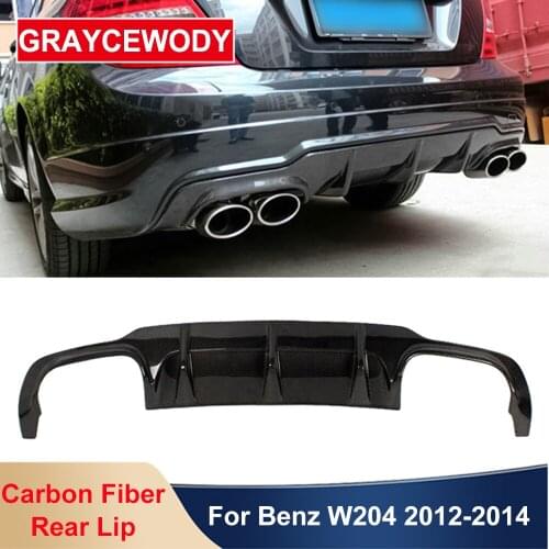 AMG Style Carbon Fiber Material Rear Bumper Lip Diffuser Spoiler For BENZ C Class W204 Sport Car C63 Tuning Styling 2012-2014