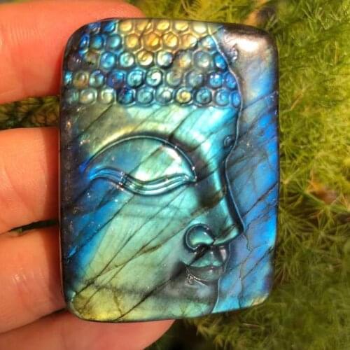 Natural Mineral Quartz Crystal Statue, Labrador Stone, Hand Carved Polished Figure Of Buddha, Spiritual Healing stone