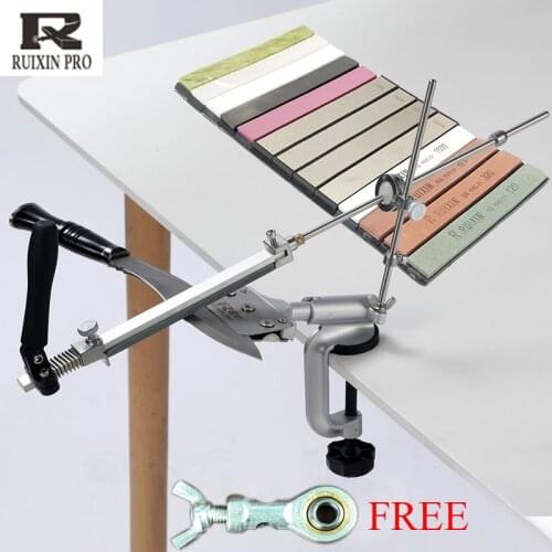 Ruixin pro Aluminium alloy Knife sharpener system 360 degree flip Constant angle with New bearing sharpening stone set Apex edge