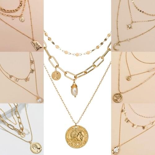 Bohemia INS Handmade Unique Creativity Alloy Sweater Chain Fashion Simple Religion Madonna Multilayer Butterfly Pendant Necklace