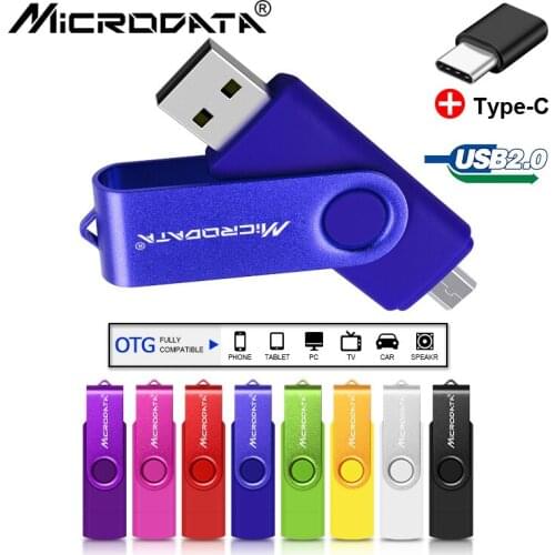 Wholesale USB flash drive OTG 64 GB 32 GB 16 GB 8 GB 128GB external storage 2 in 1 Micro USB Stick with type C Adapter