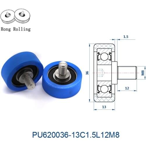 Outer diameter 36mm with 13/16mm thickness PU material coated bearing, drawer pulley, screw pulley, sliding door roller