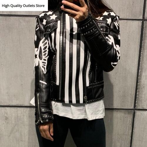 Genuine leather jacket women sheepskin jacket ladies real leather jacket