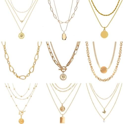 New Trendy Punk Thick Chain Geometric Necklace Women Gold Color Multilayer Choker Necklace Female Party Fashion Jewelry 2021