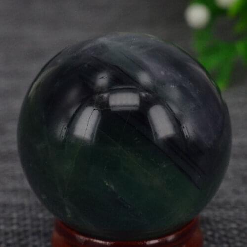 1.6") 40MM Natural Gemstone Fluorite Sphere Crystal Globe Ball Chakra Healing Reiki Stone Carving Crafts W/Stand,Minerals