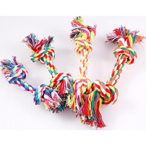 1pc Pets Dogs Pet Supplies Pet Dog Puppy Cotton Chew Knot Toy Durable Braided Bone Rope Funny Tool (Random Color Wholesale)