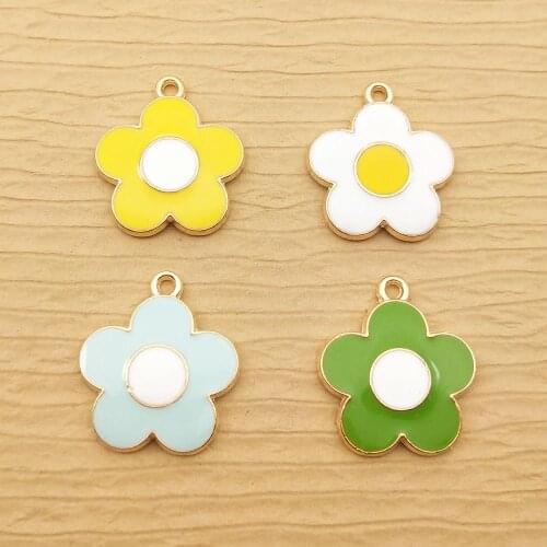 10pcs 19x21mm enamel flower charm for jewelry making fashion earring pendant necklace bracelet charms