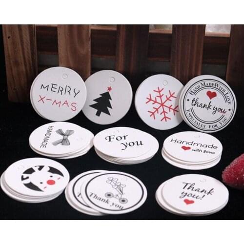 100pcs per lot handmade hang tag kraft paper thank you gift tag label for wedding/candy/baby gift products tagging package