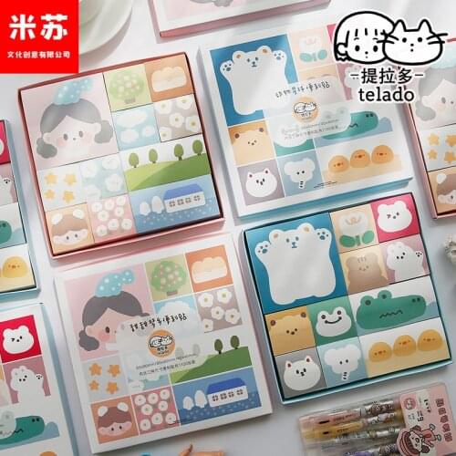 1100 Sheets Polar Bear Cartoon Cute Planner Sticky Notes Set Assorted Sizes Note Pads Memo Pad School Office Supplies Stationery