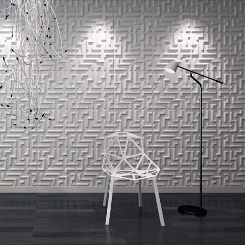 33 PCS Plant Fiber Textured 3D Wall Panels Maze White for Living Room Bedroom Kitchen TV Background Ceiling (50x50xm)