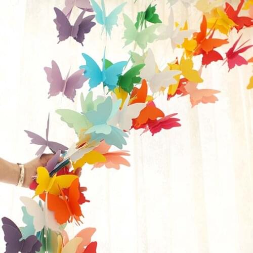 2pcs 2.8m Butterfly Balloon Paper Garlands Colorful Christmas Wedding Party Banner Hanging Paper Garland Room Decoration
