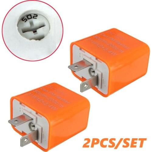 2pcs/set 12V 2 Pin Universal Electronic Adjustable Frequency Square LED Flashing Relay Motorcycle Turn Signal Hyper Flash Orange