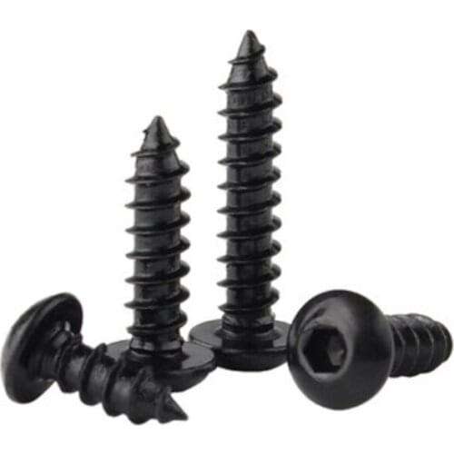 20/50Pcs M3 M4 M5 M6 Pan Head Hexagonal Self Tapping Screw Flat Head Screws Black 8.8 High Strength SS32