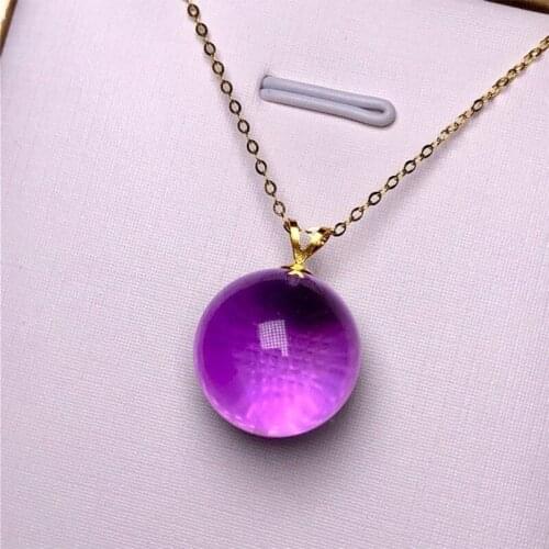 2010A 18k GoldNatural Brazilian Amethyst Transit Bead Pendant Six-pointed Star Buckle Love Violet aesthetic jewelry biżuteria