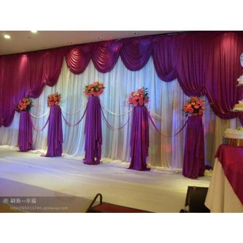 2015 NEW Designed Wedding Backdrops with luxurious grape Swag for Wedding Decorations 3m*6m