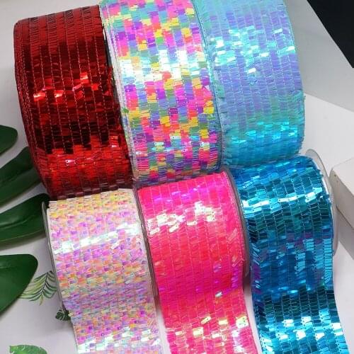 3 inch 75MM Double color Sequin Fabric Reversible Sequin Ribbon