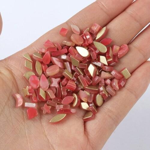 30pcs Mixed Shape Nail Jewelry Accessories Gradient Color Glazed Stone Rhinestone DLY Flat Nail Decoration Accessories