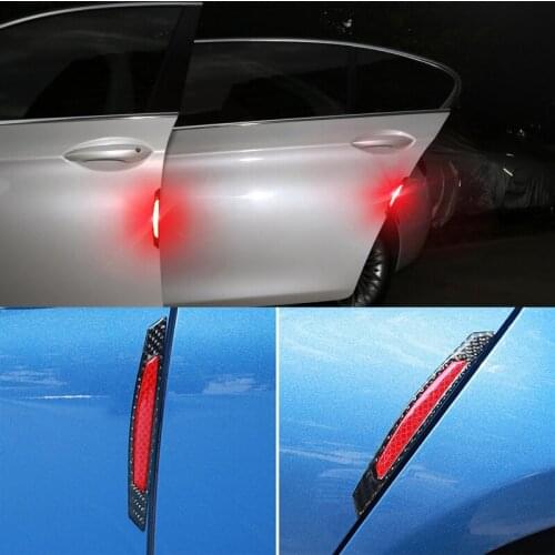 4Pcs/Set Reflective Warning Door Side Edge Protection Anti-Scratch Protector Glue Sticker For Auto Car