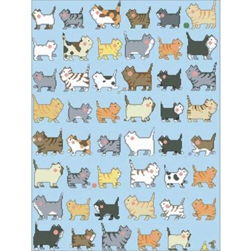 47 cats patterns Counted Cross Stitch 11CT 14CT DIY wholesale Cross Stitch Kit Embroidery Needlework Sets home decor