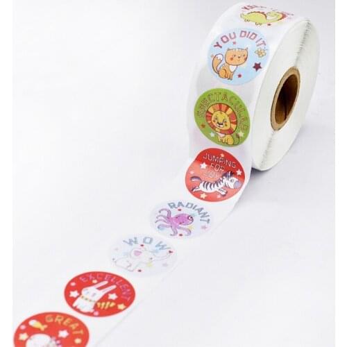 500Pcs Reward Stickers Cartoon Animal Students Motivation Encouragement Sticker