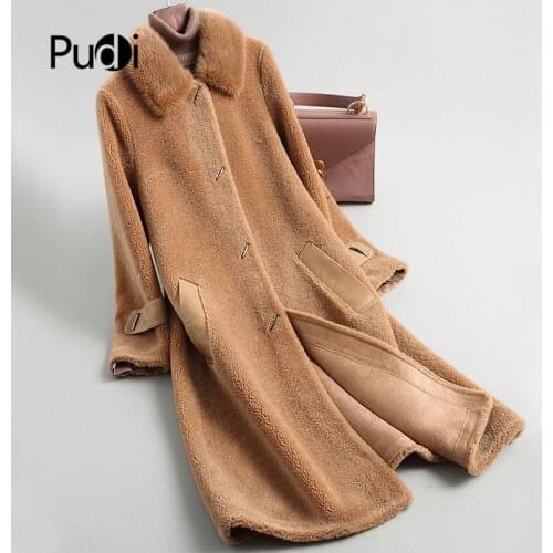 Aorice A19011 Lady 100% Wool Fur Coat Jacket With Real Mink Fur Collar Over Size Parka Women Winter Warm Genuine Fur Coat