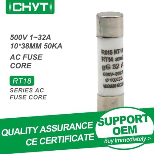 Free Shipping CHYT RO15 RT18 RT14 20PCS 10x38mm Ceramic Fast blow Quartz Sand AC 500V 1A~32A Fuse Core
