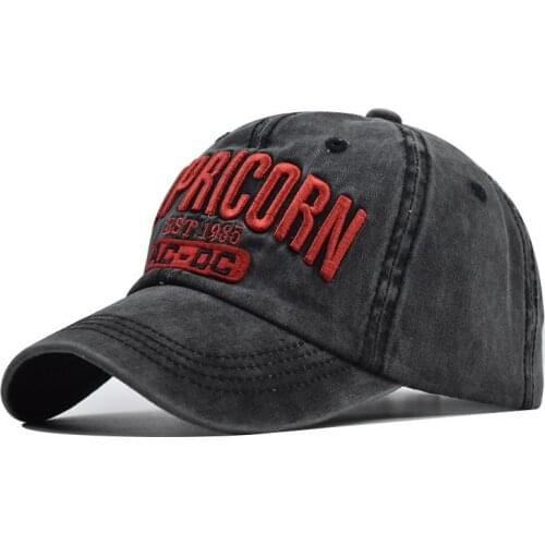 2020 New big letter CAPRICORN washed distressed embroidered baseball cap high-grade cotton cap outdoor sport casual shade hat