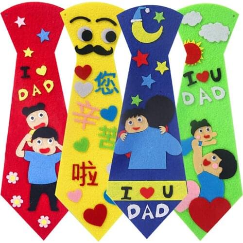 DIY Kids Handmade Crafts Neck Tie Non-Woven Cloth Cartoon Toy DIY Craft Kit Fathers Day Gift Materials