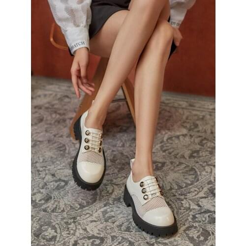 EshtonShero Med Heels Pumps Women Round Toe Footwear SheepSkin Shoes Summer Platform Female Fashion Slip On Shoes Woman Spring