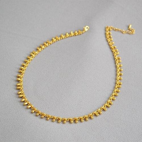 European American Original Jewelry Cold Water Drop 18KGold-Plated Simple Exquisite All-match Temperament Short Necklace Necklace