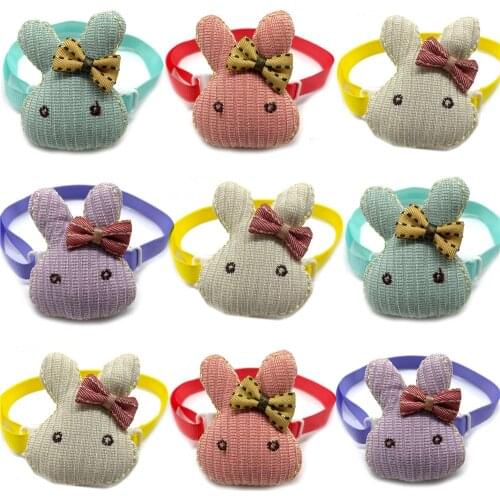 50pcs Cute Rabbit Style Dog Bowtie Small Dog Cat Bow Ties Adjustable Dog Neckties Pet Supplies Collar Dog Grooming Products