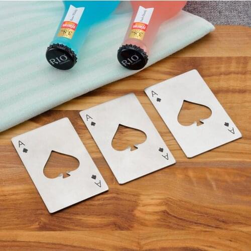 Stainless Steel Poker Playing Card of Spades Bottle Opener Bar Tools Mini Wallet Credit Card Beer Openers LX6783