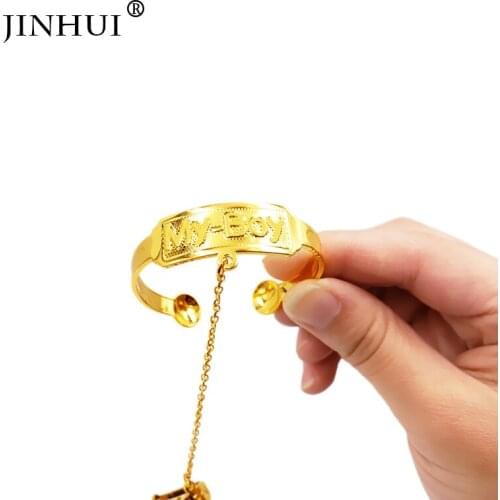 Jin Hui 1pieces Gold color baby Bracelets for Girls Dubai Jewelry bangle ring,boys Children African gifts kid Birthday present