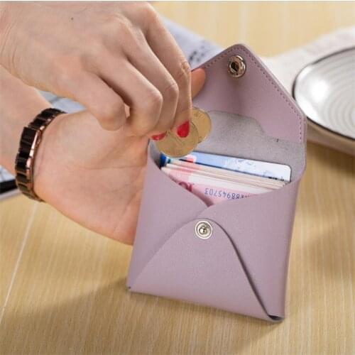 Unisex Fashion PU Leather Credit Business Card ID Holders Case Solid Coin Wallet Portable Money Drivers License Key Clip Purse