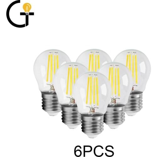 4W G45 Retro Edison Filament Bulb E27 Bombillas 220V Vintage Lamp 6pcs/lot 4000K Clear Glass Inner Decoration